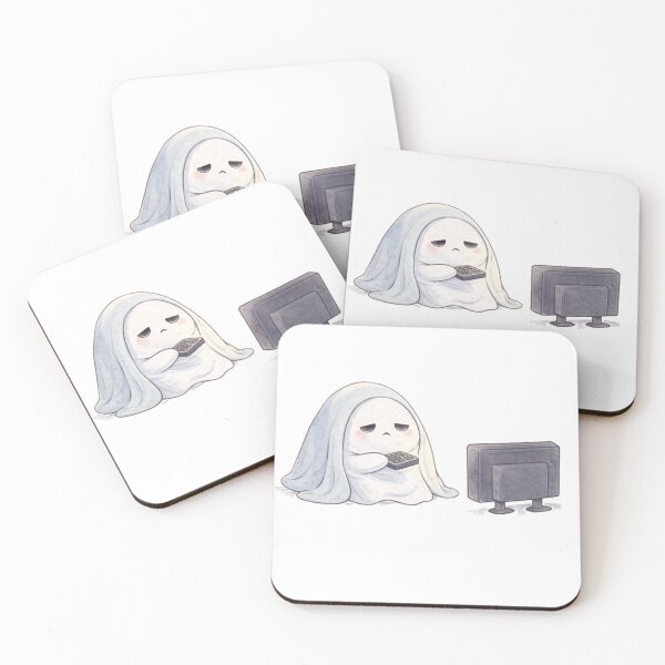 Item preview, Tired Ghost Watching TV | Cute Kawaii Aesthetic | Cozy Binge Mood Design designed and sold by The Mood Index.