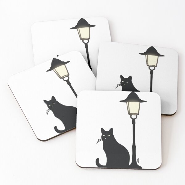Item preview, Black Cat Under the Lamp designed and sold by Ali Doodles.