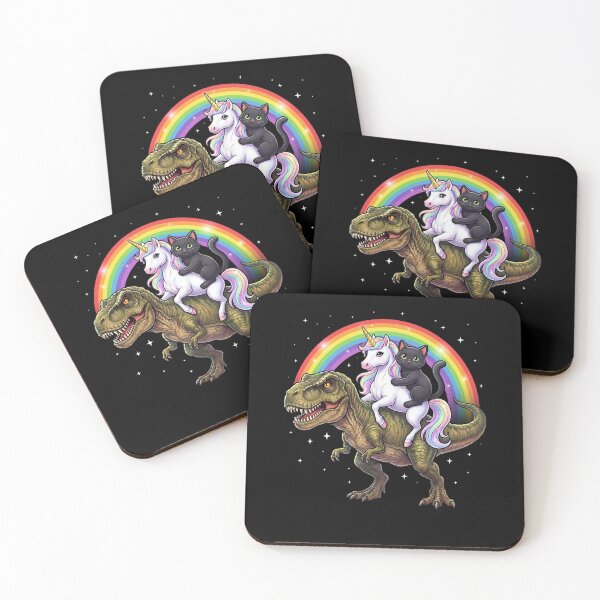 Item preview, Rainbow Black Cat Unicorn T Rex Dinosaur Animal Lover designed and sold by DoodleTortle.