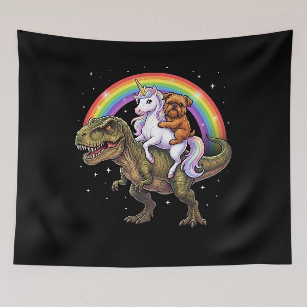 Item preview, Rainbow Brussels Griffon Unicorn T Rex Dinosaur Dog Lover designed and sold by DoodleTortle.