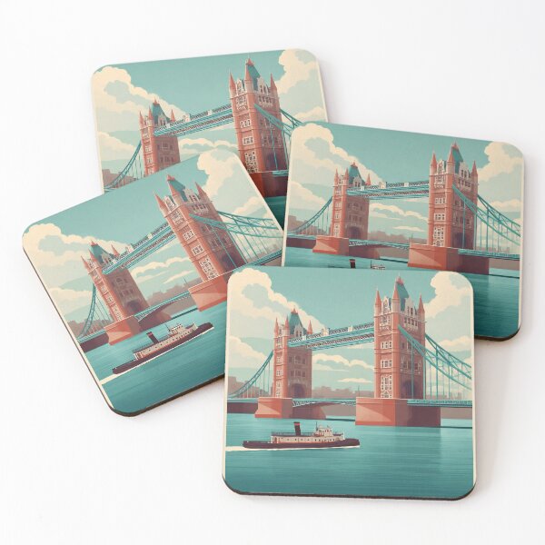 Item preview, London Tower Bridge Retro Travel Poster - Vintage England Thames Print designed and sold by BestVarieties.