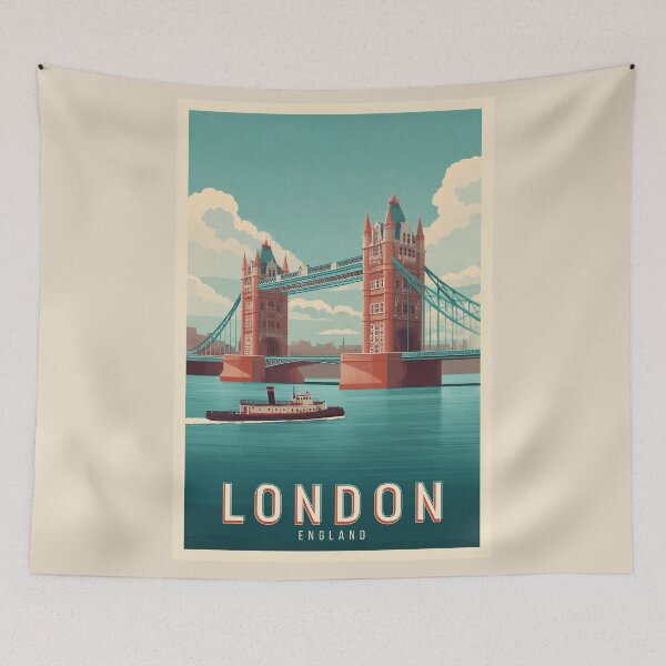 Item preview, London Tower Bridge Retro Travel Poster - Vintage England Thames Print designed and sold by BestVarieties.