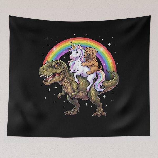 Item preview, Rainbow Chinese Shar Pei Unicorn T Rex Dinosaur Dog Lover designed and sold by DoodleTortle.