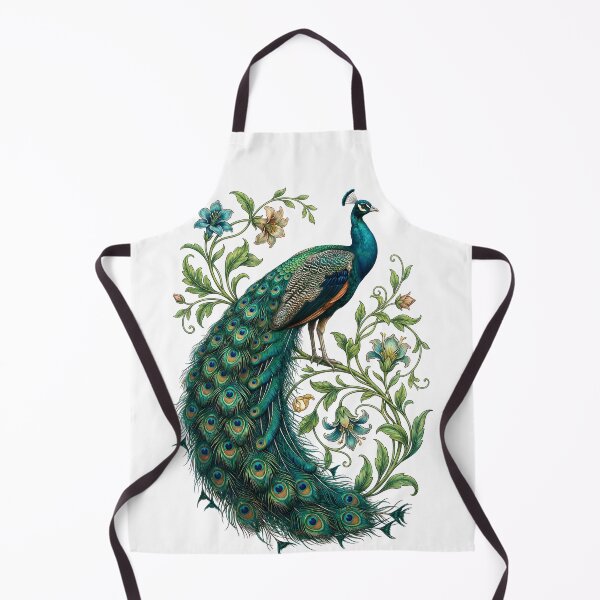 Item preview, green retro floral majestic peacock designed and sold by ArtivioShop.