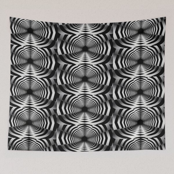 Item preview, Hexagonal Monochrome Chevron Vortex Optical Illusion designed and sold by pinkal.