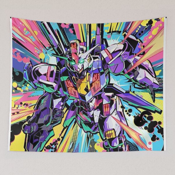 Item preview, Neon Pop Mecha Robot – Cyberpunk Anime Gundam Style Explosion Art designed and sold by Dyan4.