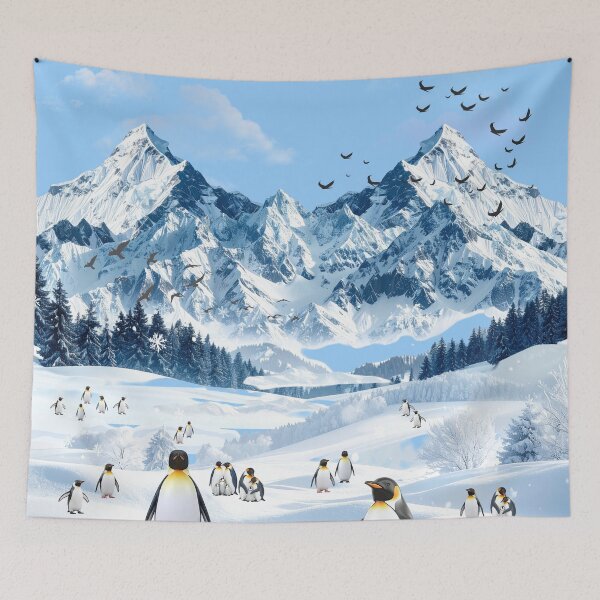 Item preview, Snowy Mountain with the Penguins designed and sold by Bai Lesloy.