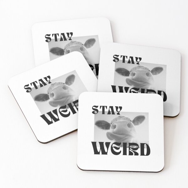 Item preview, stay weird cow // black and white retro aesthetic  designed and sold by zlivy.
