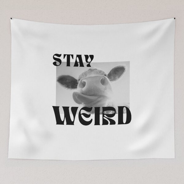 Item preview, stay weird cow // black and white retro aesthetic  designed and sold by zlivy.