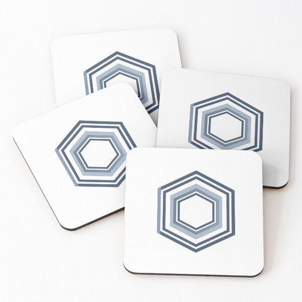 Item preview, Hexagon Series 02 – Sixfold concentric line hexagons in dark blue designed and sold by Herzbaumatelier.