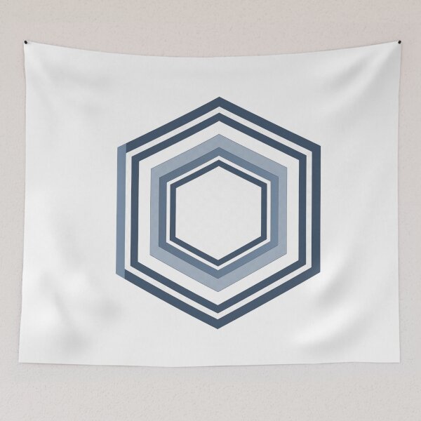 Item preview, Hexagon Series 02 – Sixfold concentric line hexagons in dark blue designed and sold by Herzbaumatelier.
