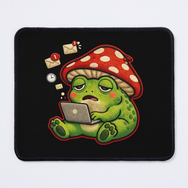 Item preview, Cute Burnout Work Frog with Laptop – Tired Office Aesthetic Design designed and sold by ColorSplash123.