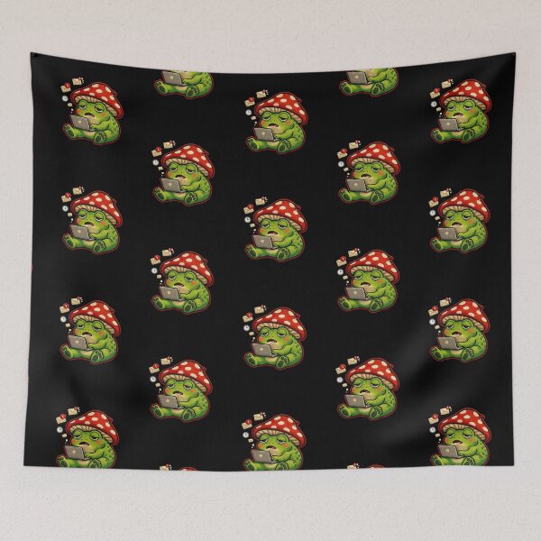 Item preview, Cute Burnout Work Frog with Laptop – Tired Office Aesthetic Design designed and sold by ColorSplash123.