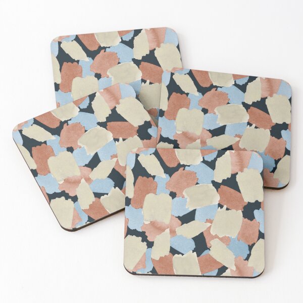 Item preview, Terracotta Blue Abstract Watercolour Blobs Pattern designed and sold by CMF Designs.