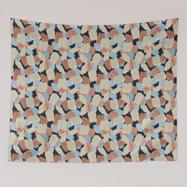 Item preview, Terracotta Blue Abstract Watercolour Blobs Pattern designed and sold by CMF Designs.