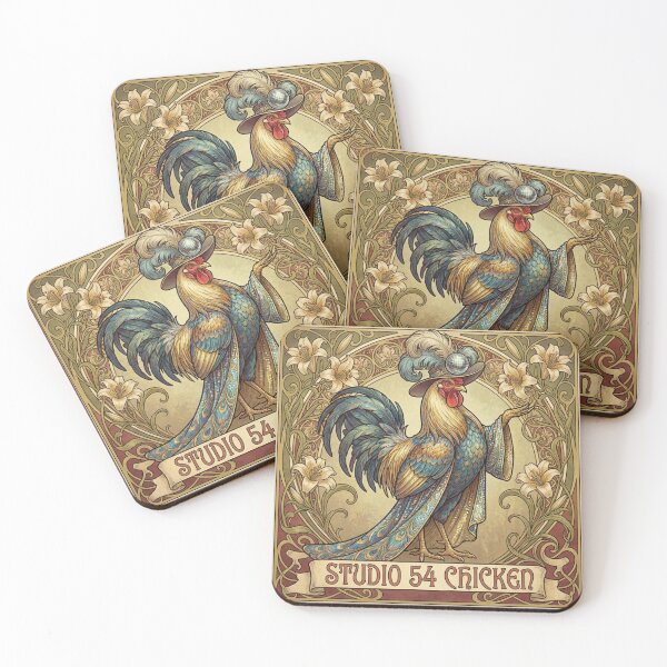 Item preview, Studio 54 Chicken in the style of Mucha designed and sold by Solace Sparkles.