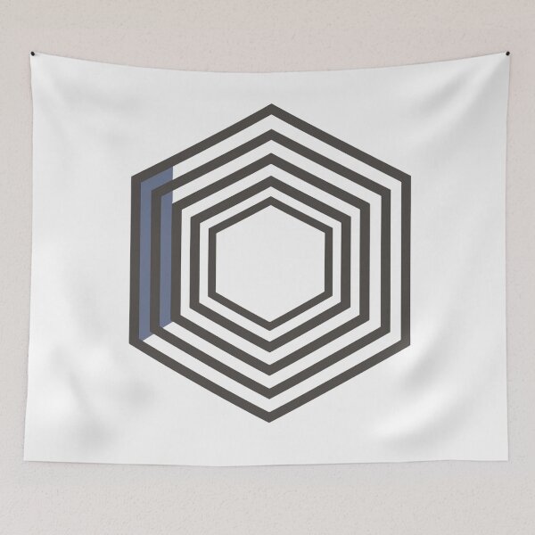 Item preview, Hexagon Series 03 – Concentric line hexagons with blue segment designed and sold by Herzbaumatelier.