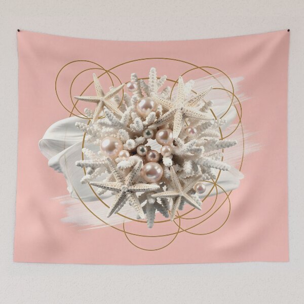Item preview, Luxury White Coral & Pearls on Soft Pink Background designed and sold by Thalassora.