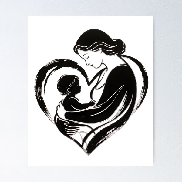 Item preview, Title Heart of Motherhood: A Glowing Silhouette designed and sold by RoseVathRam.