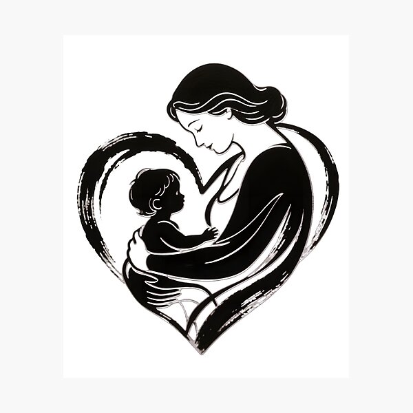 Item preview, Title Heart of Motherhood: A Glowing Silhouette designed and sold by RoseVathRam.