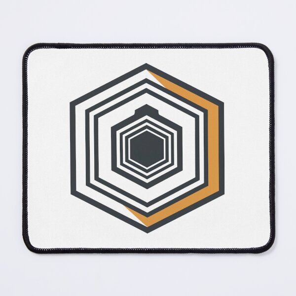 Item preview, Hexagon Series 05 – Concentric line hexagons with two orange segments designed and sold by Herzbaumatelier.