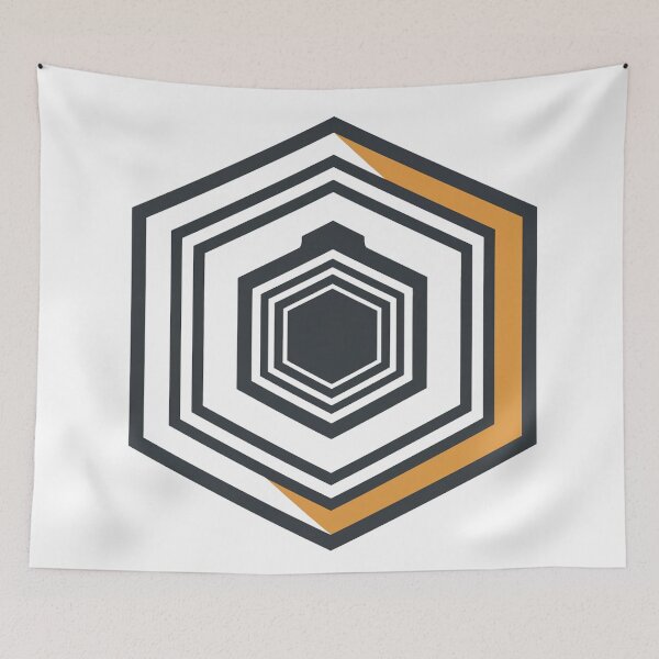 Item preview, Hexagon Series 05 – Concentric line hexagons with two orange segments designed and sold by Herzbaumatelier.