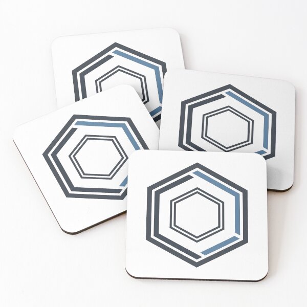 Item preview, Hexagon Series 06 – Triple line hexagons with blue segments designed and sold by Herzbaumatelier.