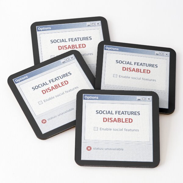 Item preview, Social Features Disabled – Retro Computer Settings Humor Design designed and sold by Mad Factory Designs.