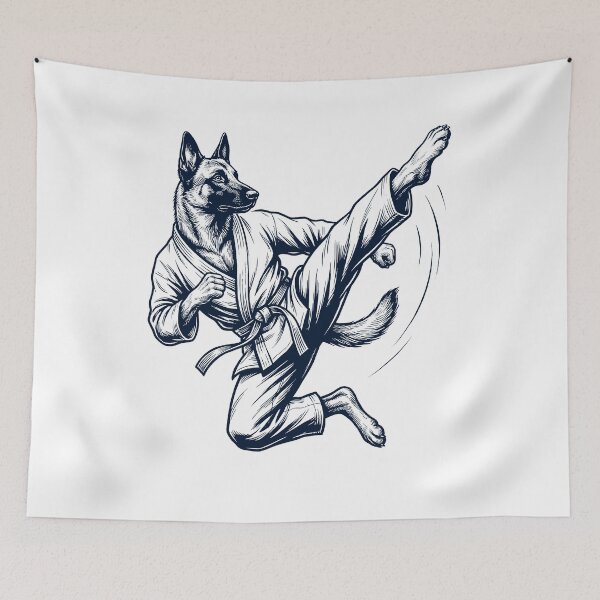 Item preview, Vintage Belgian Malinois Doing Karate Martial Art Dog Lover designed and sold by TerryConnells.