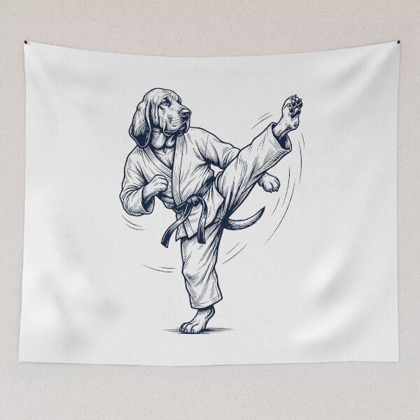 Item preview, Vintage Bloodhound Doing Karate Martial Art Dog Lover designed and sold by TerryConnells.