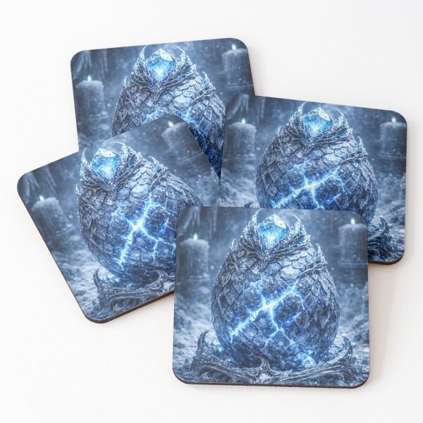 Item preview, Frozen Dragon Egg – Ice Shard, Glowing Blue Veins, Mystical Egg, Glowing Crystals, Dark Fantasy Scene, Ancient Magic Artifact designed and sold by DrakariArt.