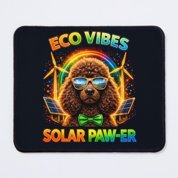 Item preview, Brown Poodle Solar Punk – Eco Vibes Solar Paw-er Dog Print Design designed and sold by PixelsPaws.