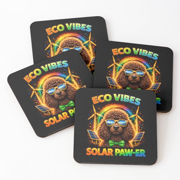 Item preview, Brown Poodle Solar Punk – Eco Vibes Solar Paw-er Dog Print Design designed and sold by PixelsPaws.