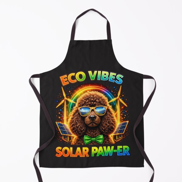 Item preview, Brown Poodle Solar Punk – Eco Vibes Solar Paw-er Dog Print Design designed and sold by PixelsPaws.