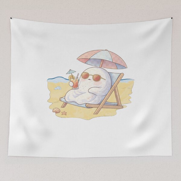 Item preview, Relaxing Ghost on Vacation | Cute Kawaii Aesthetic | Cozy Chill Mood Design designed and sold by The Mood Index.