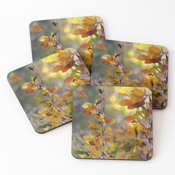 Aperçu de l'œuvre Autumn Leaves Branch Soft Focus Forest Background Nature Aesthetic Wall Art créée et vendue par onubi.