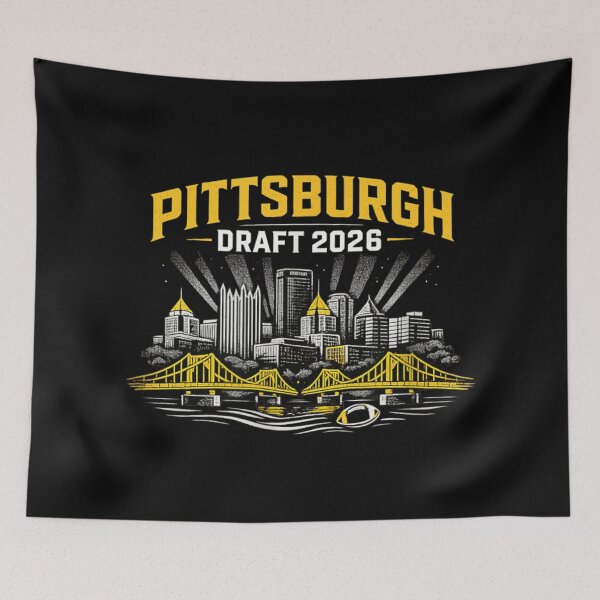 Item preview, Pittsburgh Football Draft 2026 City Skyline Yellow Bridge Sports Fan Souvenir designed and sold by DuneHaicna.
