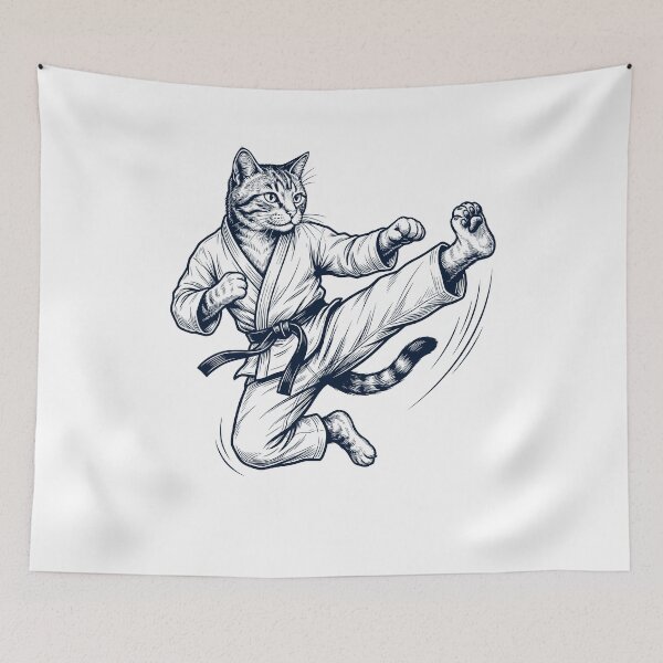 Artikelvorschau, Vintage-Katze beim Karate – Kampfsport-Tierliebhaber entworfen und verkauft von TerryConnells.