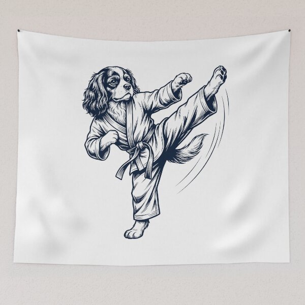 Item preview, Vintage Cavalier King Charles Spaniel Doing Karate Martial Art Dog Lover designed and sold by TerryConnells.