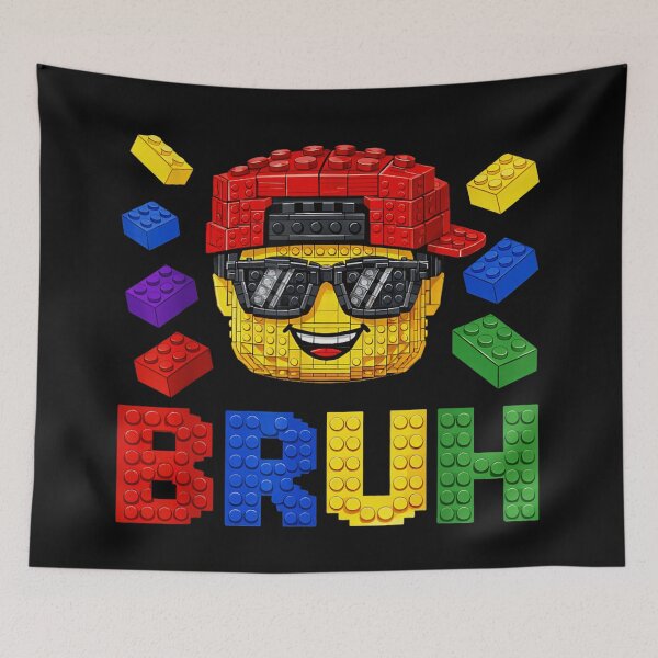 Item preview, Bruh Funny Building Block Face With Sunglasses Colorful Toy Bricks Boy designed and sold by DuneHaicna.