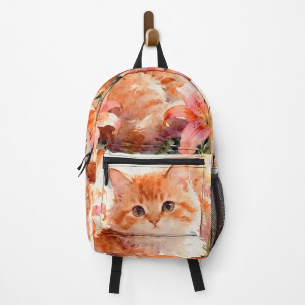 Item preview, Ginger Kitten with Tiger-Lily Blooms designed and sold by Shelley Loewnau-Jones Studio.