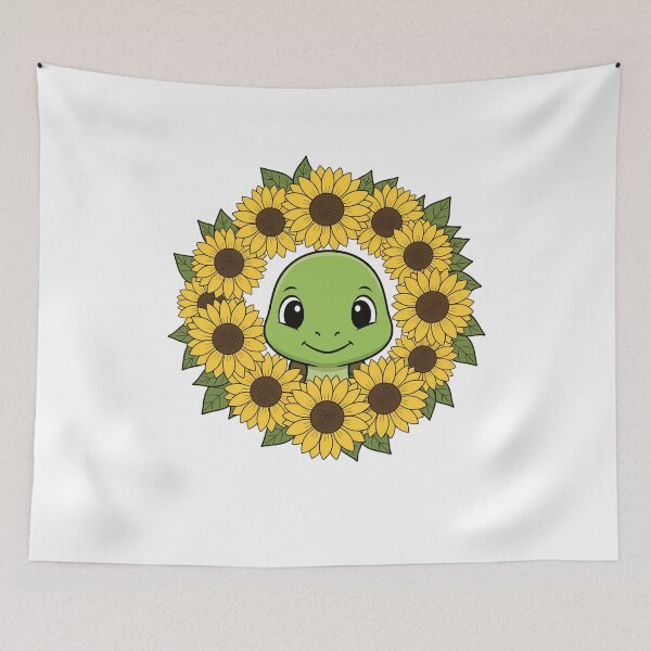Item preview, Cute Cartoon Turtle Sunflower Floral Wreath designed and sold by k3rstman1.