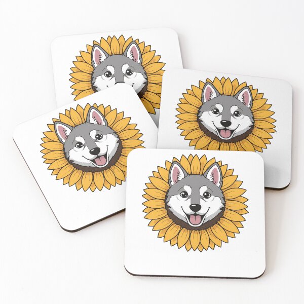 Item preview, Cute Wolf Puppy Sunflower Yellow Floral Petals designed and sold by k3rstman1.