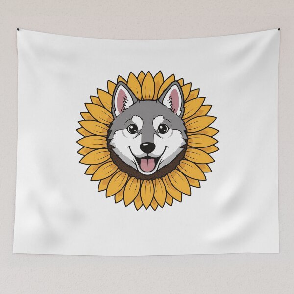 Item preview, Cute Wolf Puppy Sunflower Yellow Floral Petals designed and sold by k3rstman1.