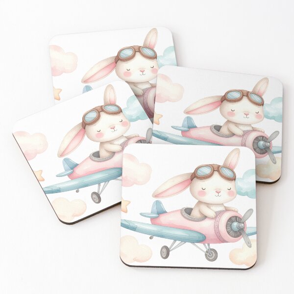 Item preview, Cute Bunny Airplane Nursery Illustration designed and sold by Rutvain.