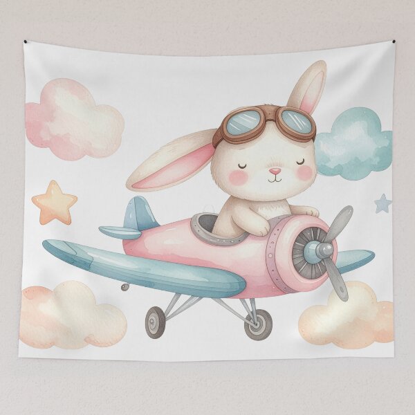 Item preview, Cute Bunny Airplane Nursery Illustration designed and sold by Rutvain.