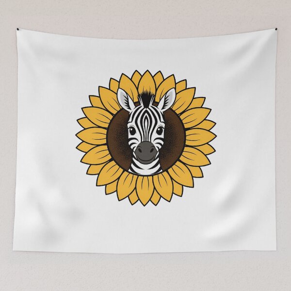 Item preview, Cute Zebra Foal Peeking from Yellow Sunflower designed and sold by k3rstman1.