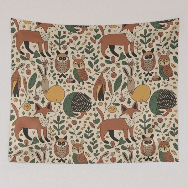 Item preview, Forest Animals Seamless Pattern – Fox, Owl, Hedgehog & Bunny designed and sold by Midnight Veil Designs.