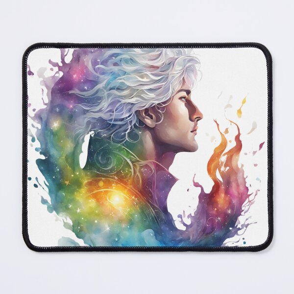 Item preview, Cosmic Awakening a Celestial Soul Watercolor Portrait Art Print designed and sold by PhantasiaCreate.