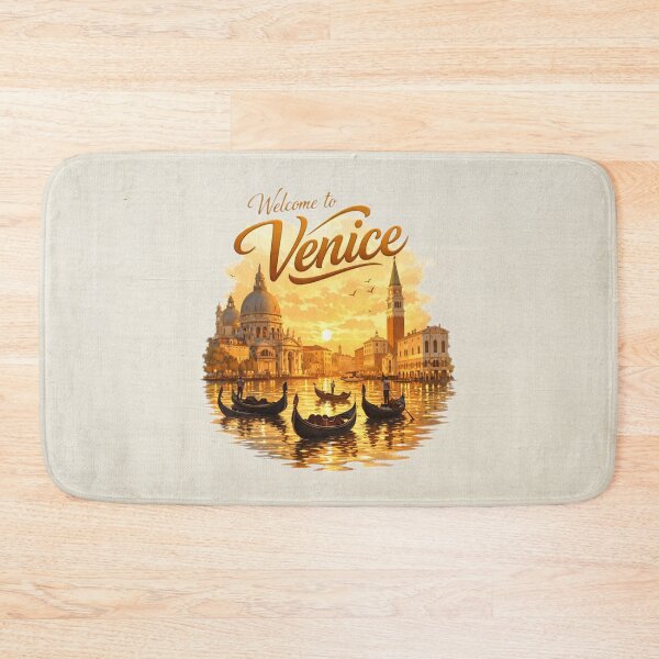 Item preview, Venice Italy Retro Skyline With Gondolas – Warm Nostalgic Art designed and sold by MysticOzzy.